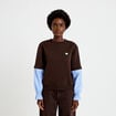 Sweat bi-mati&egrave;re manches longues marron fonc&eacute; femme