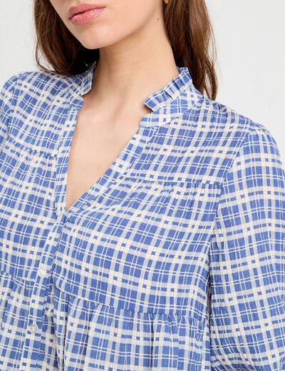 Blouse manches 3/4 bleu foncé femme
