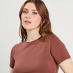 T-shirt cropped marron cognac femme