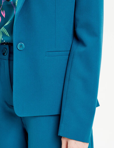 Veste blazer droite bleu canard femme