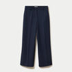 Pantalon large taille haute bleu marine femme