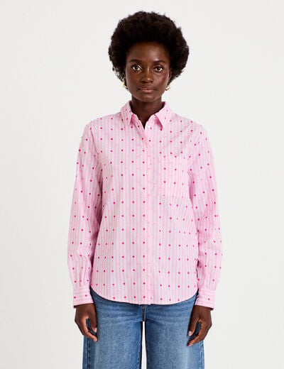 Chemise coupe ample manches longues rose femme
