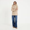 Manteau mi-long &agrave; capuche beige femme