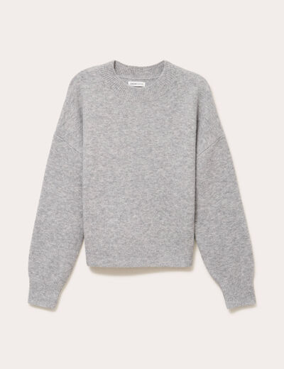 Pull col rond gris clair femme