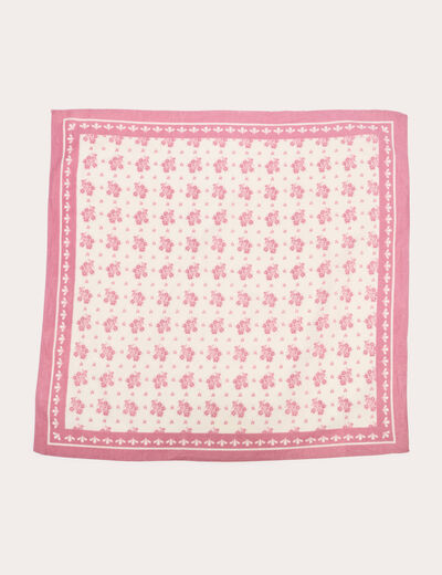 Foulard carré rose framboise femme