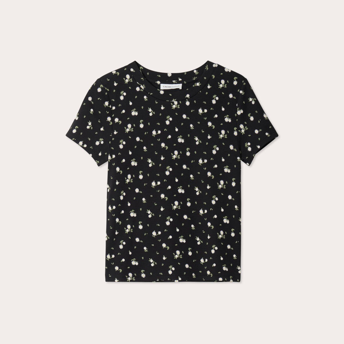 T-shirt manches courtes ajusté noir femme