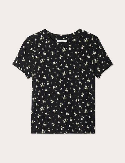 T-shirt manches courtes ajusté noir femme