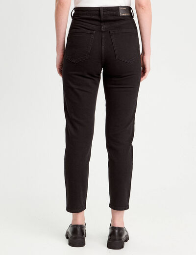 Jeans mom slim stretch denim noir femme
