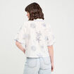 Chemise manches courtes brodée bleu marine femme