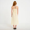 Robe &eacute;vas&eacute;e 3/4 &agrave; fines bretelles jaune clair femme