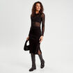 Jupe tricot midi droite noir femme