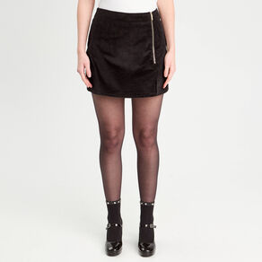 Jupe-short moulante velours noir femme
