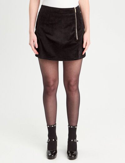 Jupe-short moulante velours noir femme