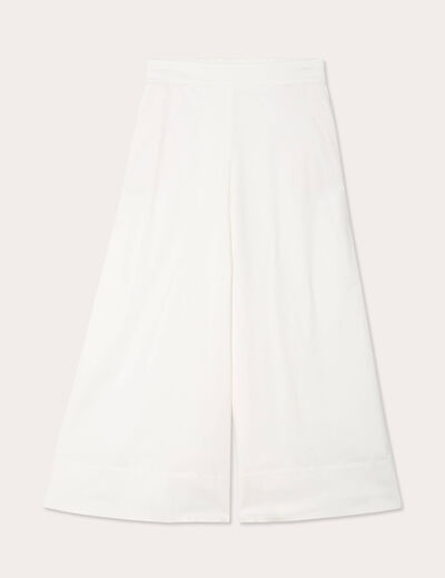 Pantalon jupe-culotte blanc femme