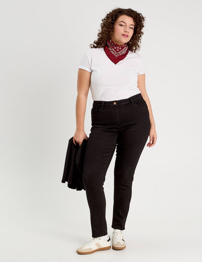 Jeans slim 5 poches denim noir femme