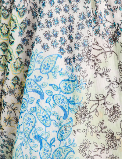 Robe évasée volants bleu femme