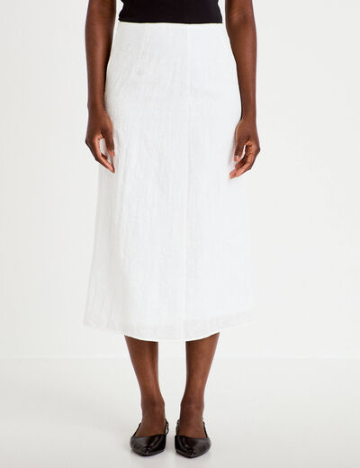 Jupe longue &eacute;vas&eacute;e pliss&eacute;e blanc femme