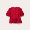 Blouse manches courtes noeuds rouge foncé femme