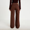 Jean wide leg ray&eacute; taille haute marron femme