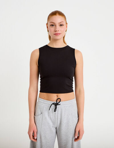 D&eacute;bardeur col rond noir femme