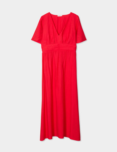 Robe longue évasée rouge femme