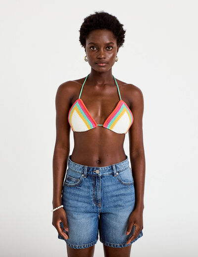 Haut de maillot de bain en crochet rouge femme