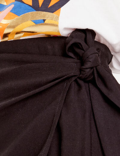 Jupe midi droite avec noeud noir femme