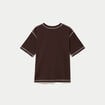 Top col rond manches courtes marron fonc&eacute; femme