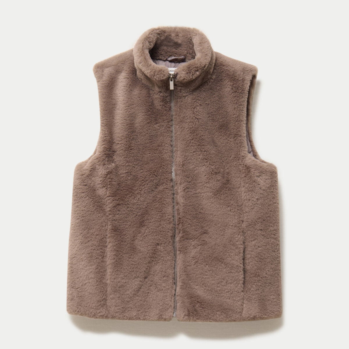 Veste sans manches fermeture zipp&eacute;e taupe femme