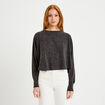 Cape boyfriend cropped col rond gris fonc&eacute; femme