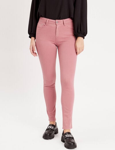 Jeans slim 5 poches vieux rose femme