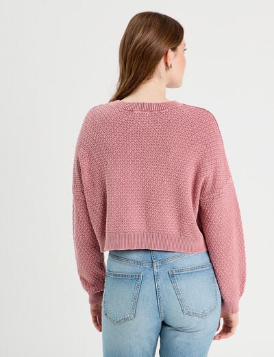 Pull manches longues vieux rose femme