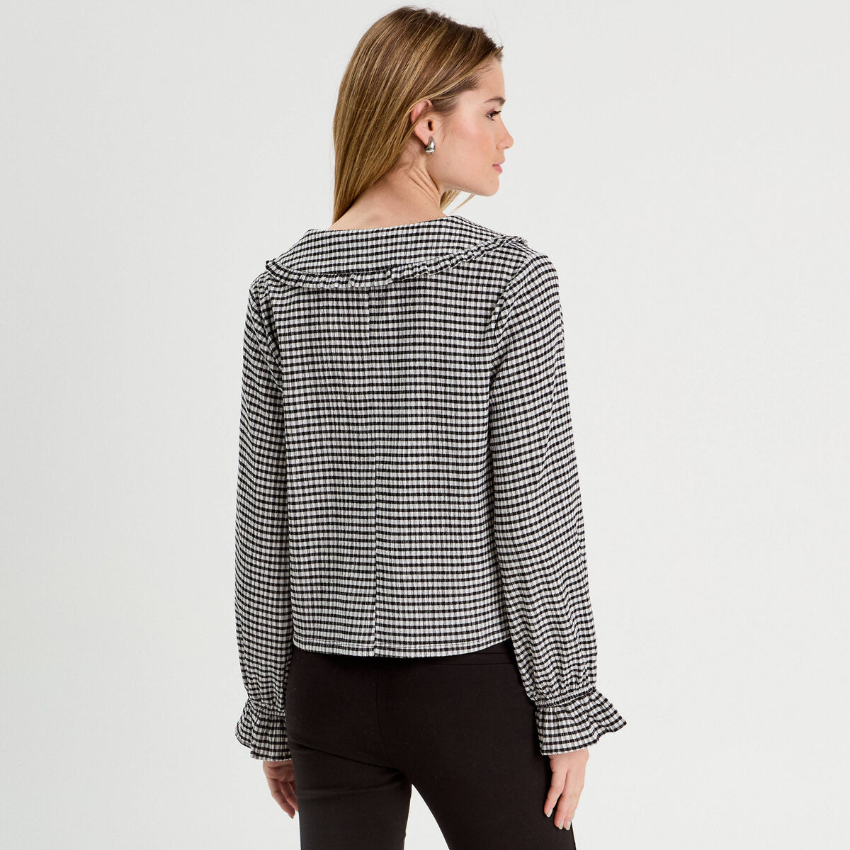 Blouse col claudine et noeuds blanc femme