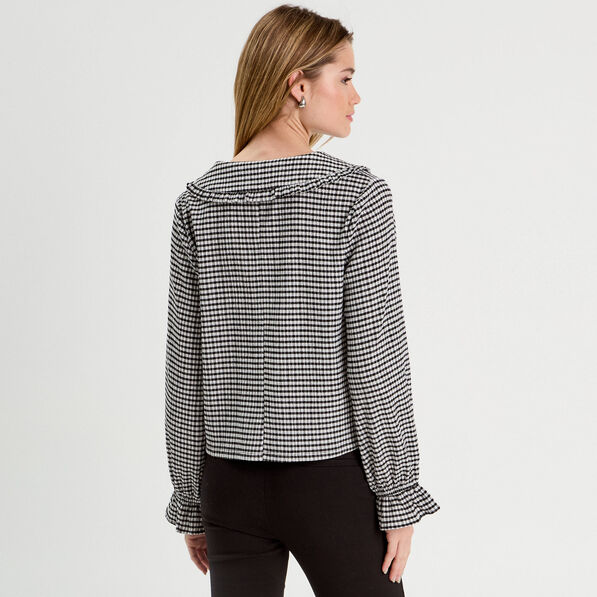 Blouse col claudine et noeuds blanc femme
