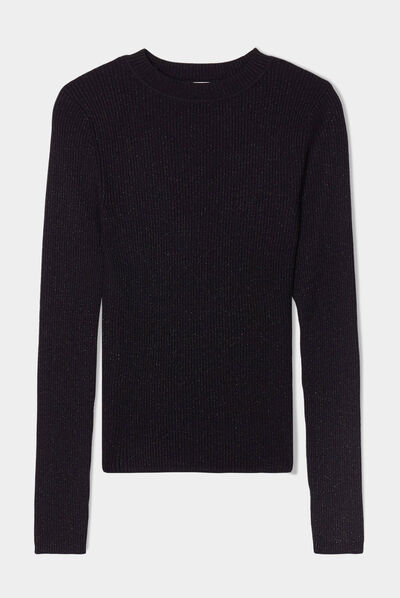 Pull manches longues noir femme