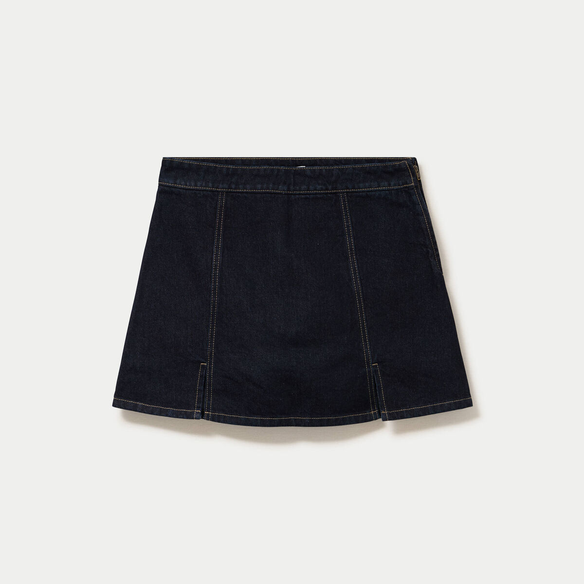 Jupe-short trap&egrave;ze en jean denim brut femme