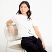 T-shirt ceintur&eacute; ecru femme