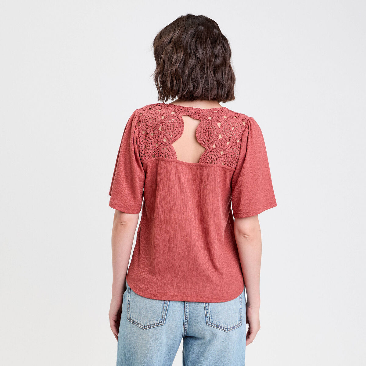 T-shirt manches courtes vieux rose femme