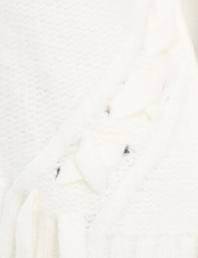 Pull &agrave; torsades ecru femme