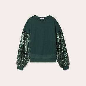 sweat manches sequins vert fonce femme Sweat manches sequins vert foncé femme