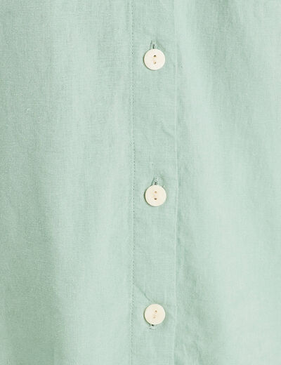 Chemise manches longues contenant du lin vert olive femme