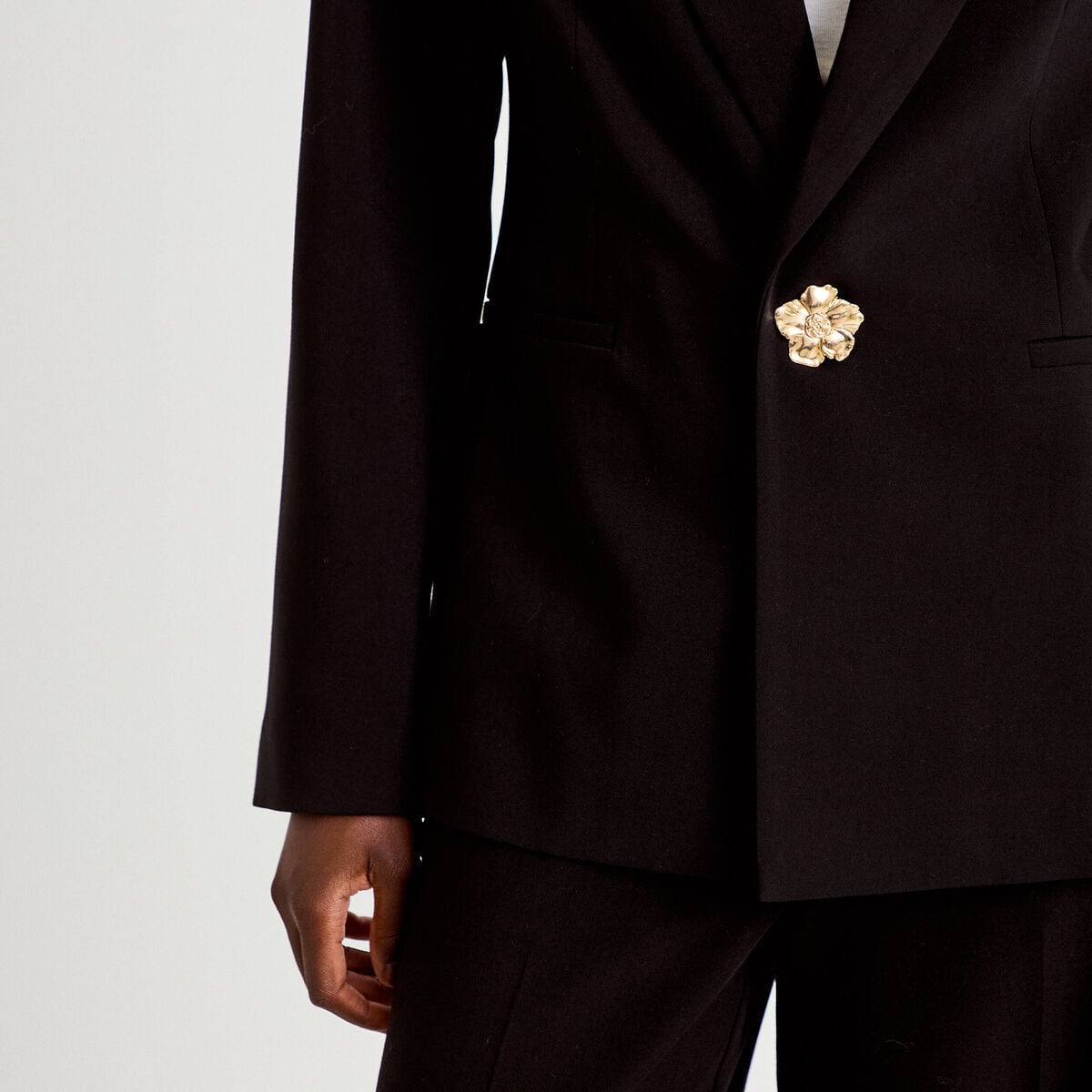 Blazer droit manches longues noir femme