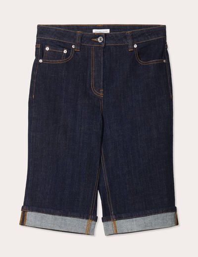 Bermuda large en jean denim brut femme