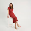 Robe longue évasée col en V vieux rose femme