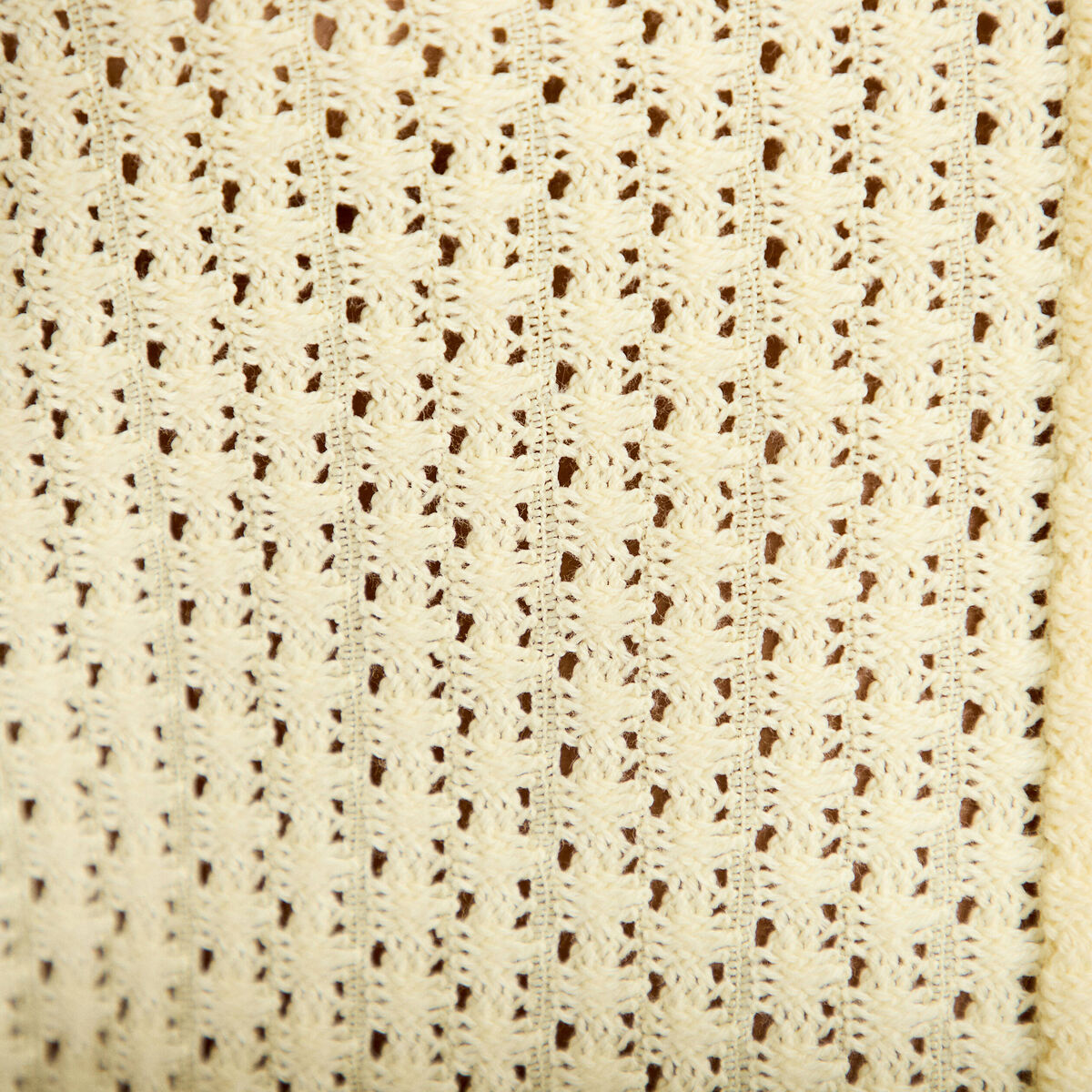 D&eacute;bardeur ajour&eacute; aspect dentelle col v jaune pastel femme