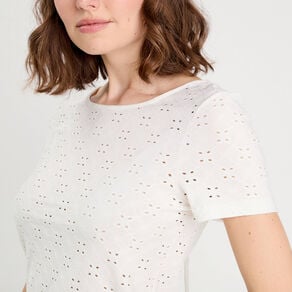 t shirt broderie anglaise ecru femme T-shirt broderie anglaise ecru femme