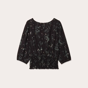 Blouse manches 3/4 noir femme
