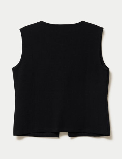 Gilet sans manches col rond noir femme
