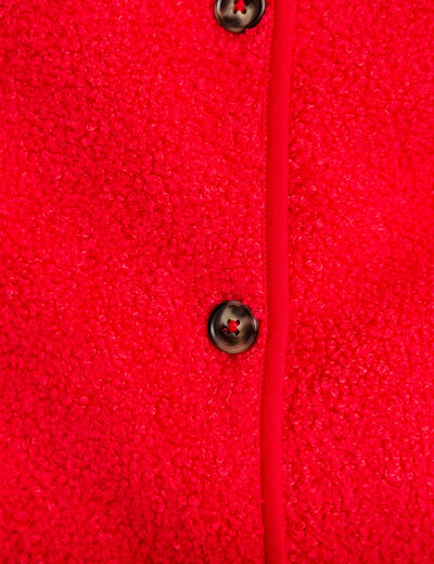 Veste sans manches fausse fourrure rouge femme