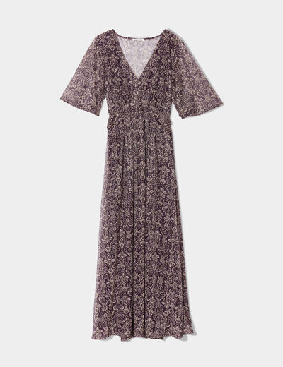 Robe longue évasée bordeaux femme